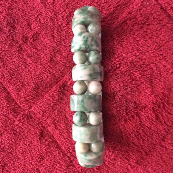 Vintage Natural Moss Agate Gemstone Stretch Bracelet - Picture 3 of 4